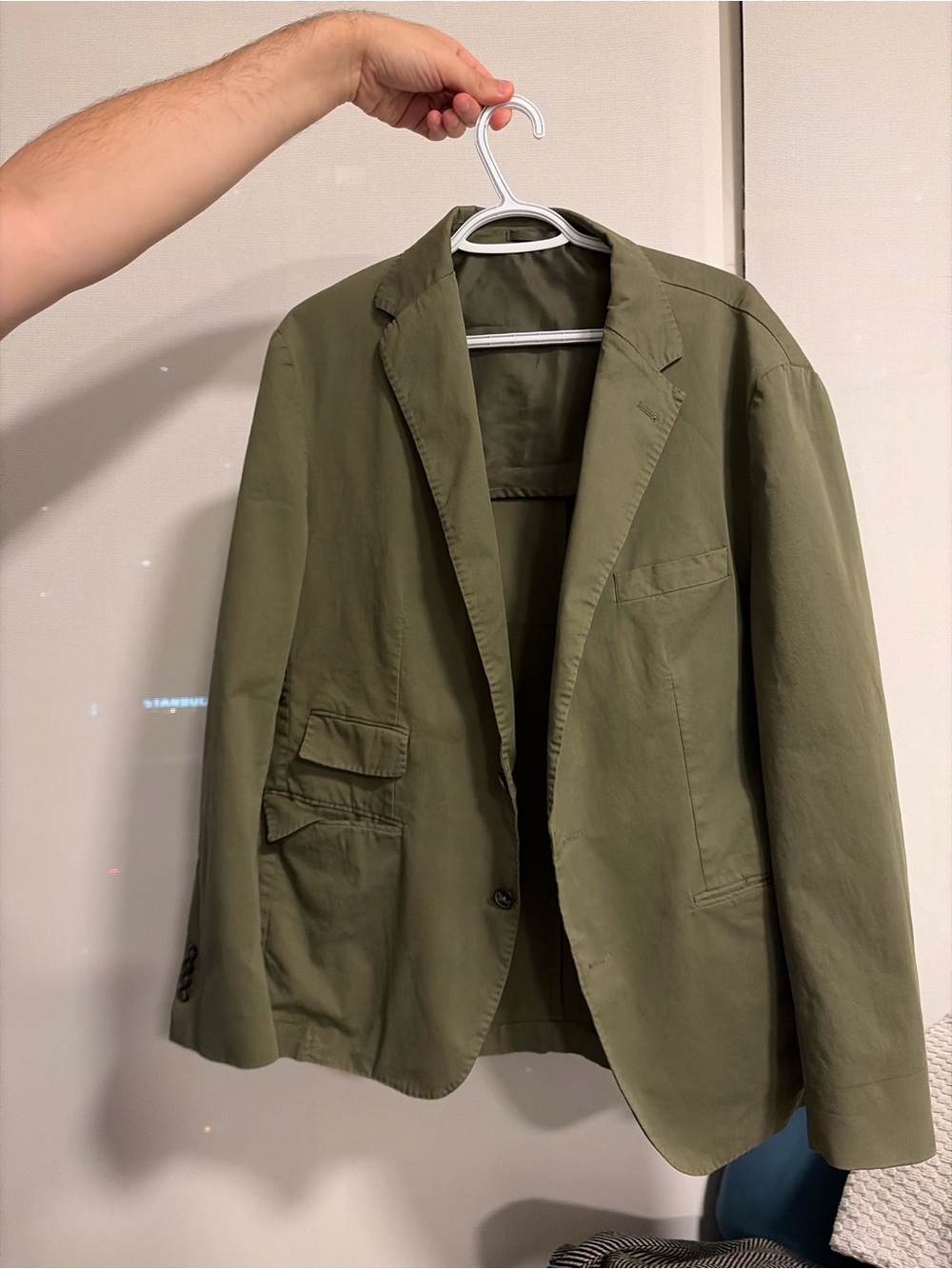 Men's Olive Green Casual Blazer Jacket